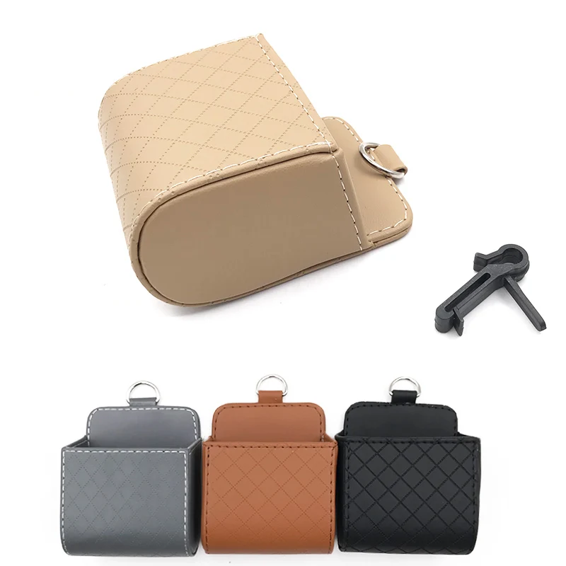 

Car Organizer Box Bag Air Outlet Dashboard Hanging Leather Universal Car Mobile Phone Holder In Automobile Interior Accessories