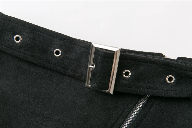 BONGOR LUSS Sexy 2018 Autumn Winter Suede Women Skirt Zipper Sashes Double Pocket Party Short Mini Ladies Black Skirts (20)