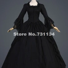 Обычное черное классическое винтажное готическое платье лолиты Ренессанса/викторианская Южная красавица Платье для Хэллоуина в стиле «Civil War»