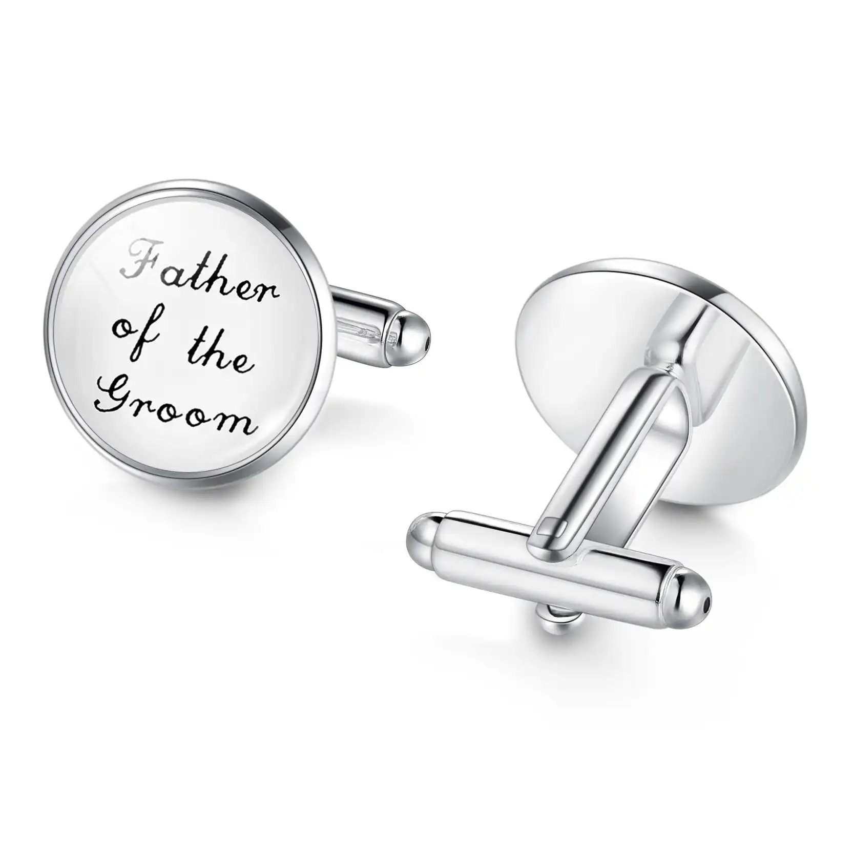 Dad Leaf Cufflinks Groom Vintage Silver Engraved Cufflinks Gift For Groomsmen