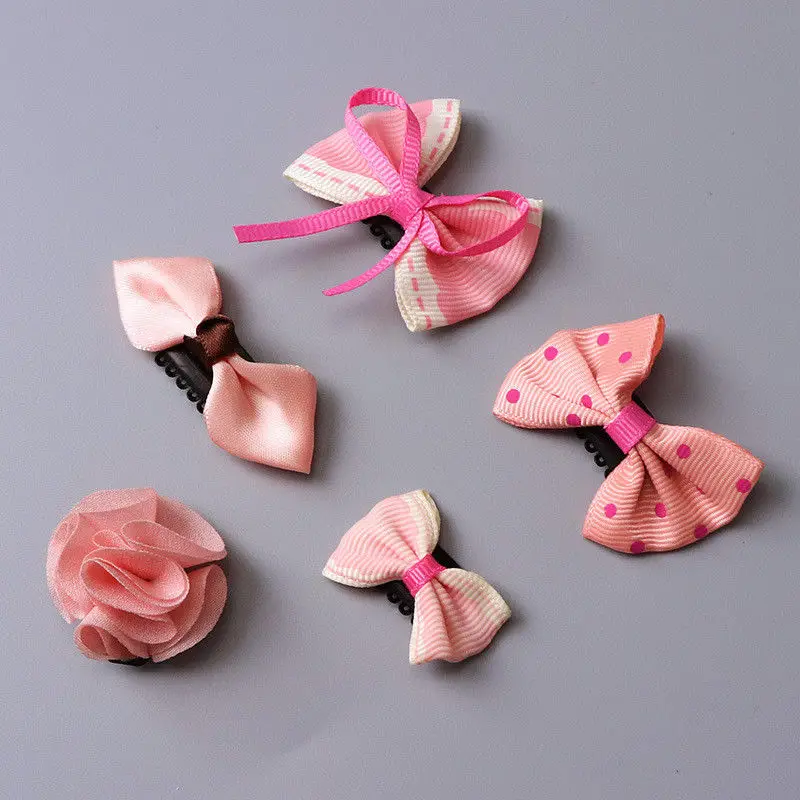 

5 Pcs/Set Baby Girls Bowknot Hair Clip Sets Toddler Kids Crown Hairpins Infant Child Star Headgear Children's Floral Headwear
