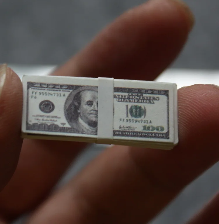 1:6 scale handmade mini for 11/"-12/" doll Set of 18 American Paper money bills