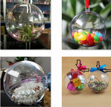 12 Clear Plastic Ball Fillable Ornament Favor 4 100mm