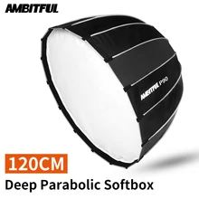 AMBITFUL – boîte à lumière Portable P120 de 120CM, Installation rapide et rapide, boîte à lumière parabolique profonde, Bowens Flash Speedlite, réflecteur de Studio