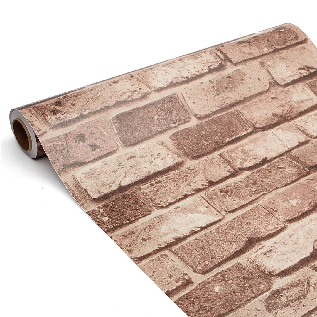 45cm*10m New Modern  DIY 3D Brick Pattern Self-adhesive Waterproof Wall Paper Decor