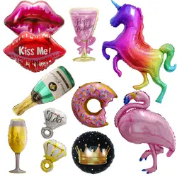 33 типа, 1 шт. воздушный шар, Золотая Корона, бокалы для шампанского, фляга для виски, розовые шарики для вечеринок с фламинго, украшение на