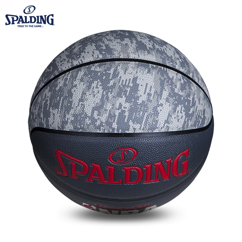 Оригинальный SPALDING Commander цифровой камуфляж серый крытый и открытый общий Баскетбол PU7 (стандартный мужской матч мяч) 74-935Y