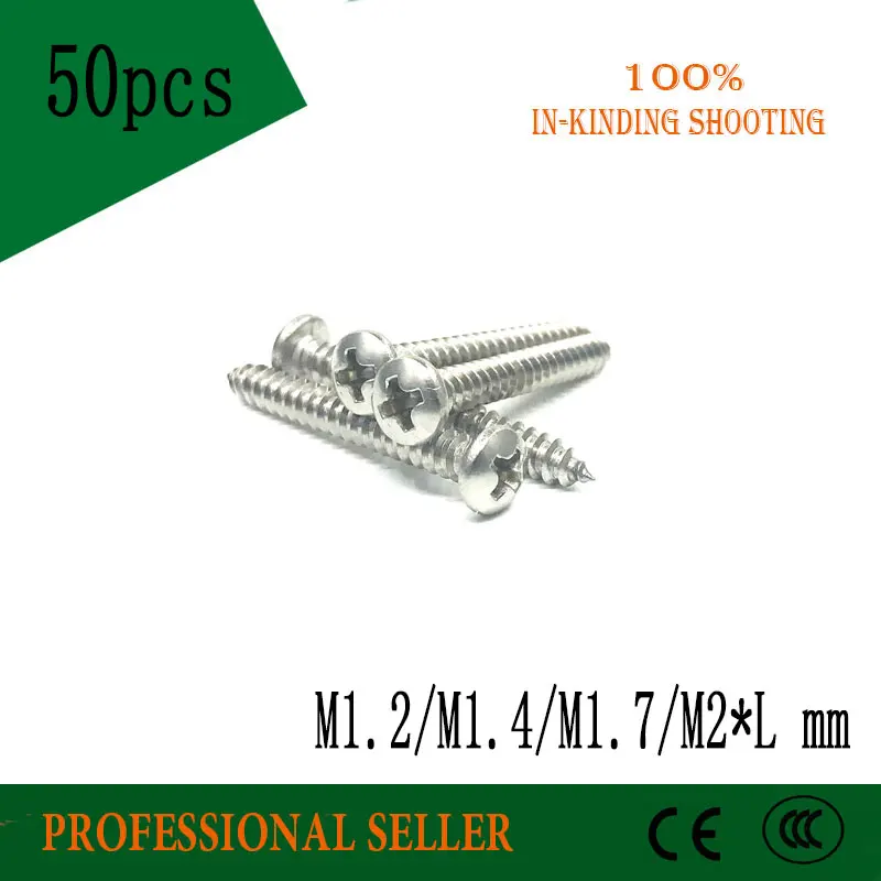 Бесплатная доставка 50 шт. M1.2/m1.4/M1.7/M2 phillips нержавеющая сталь 304 головка сковороды