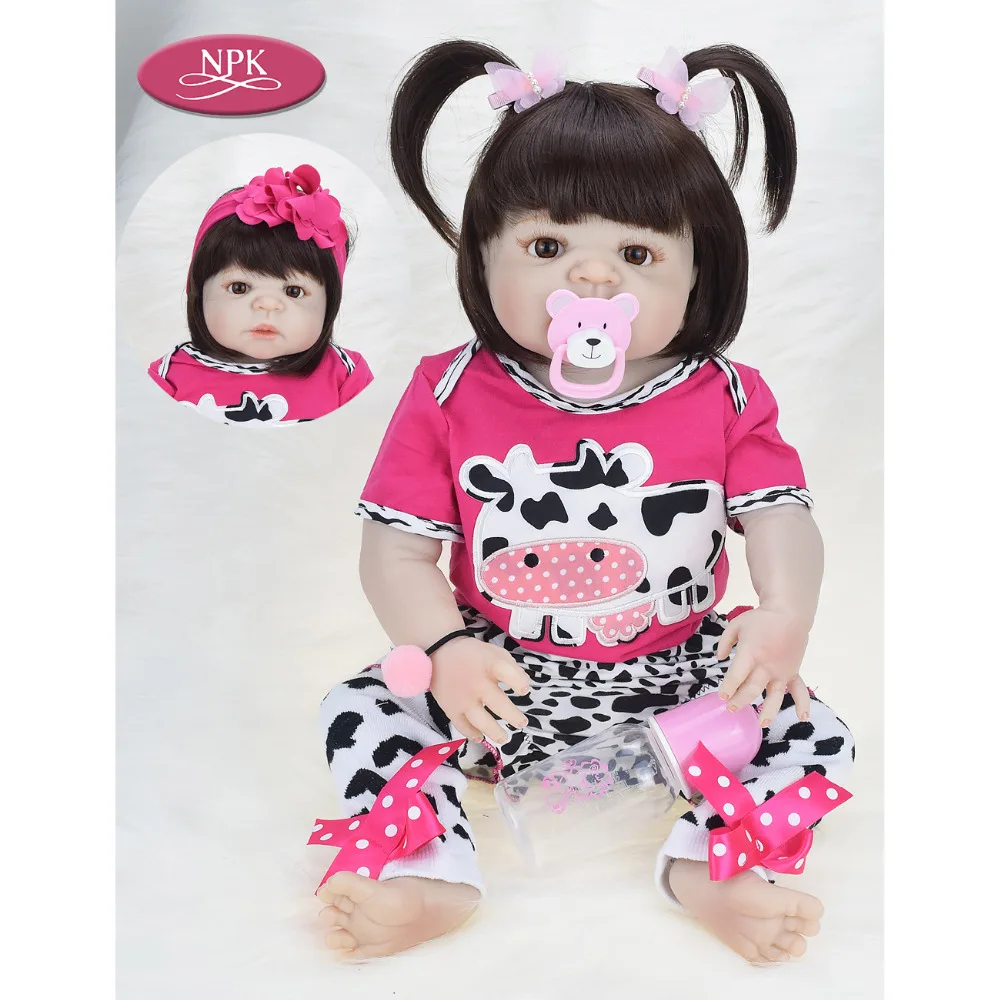 

NPK Real 57CM FUll SIlicone Reborn Baby Girl Doll Bath Toys Soft Vinyl Lifelike Newborn Princess Babies Doll Reborn Bebe Menina