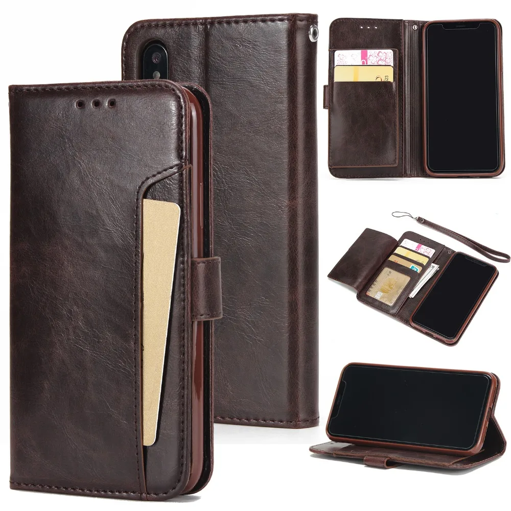 Luxury Leather case for iPhone 5 5S SE 6 7 8 Plus X Case Wallet Flip Case For iPhone Xs XR Xs Max Card Slots Phone Cover Coque
