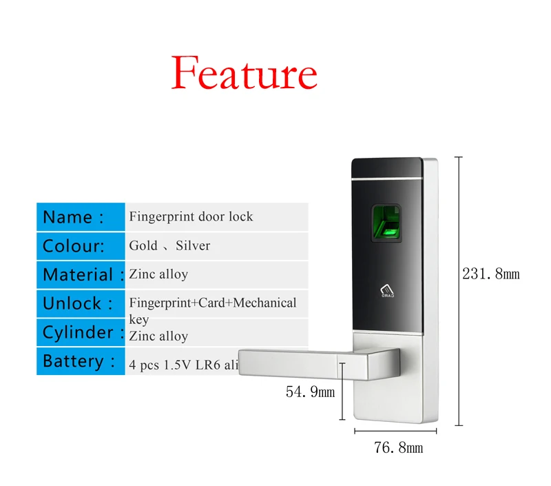 Yobangбезопасности смарт-вход дверь биометрический замок отпечатков пальцев+ 4 карты+ 2 механические клавиши электронный интеллектуальный замок для офиса дома