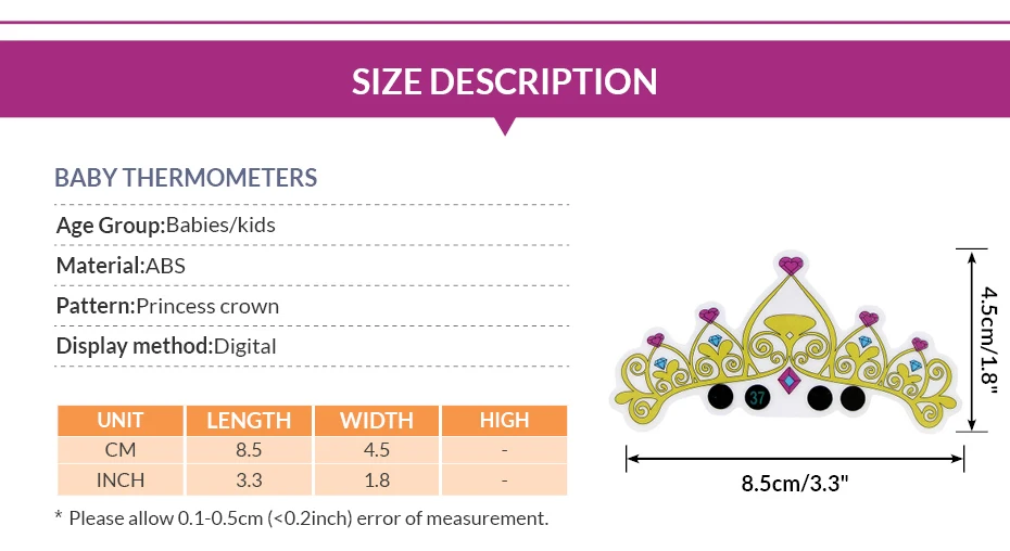 4 шт. Принцесса Корона Шаблон лоб наклейка с термометром для маленьких детей Дети Fever health Care Lcd цифровой медицинский термометр