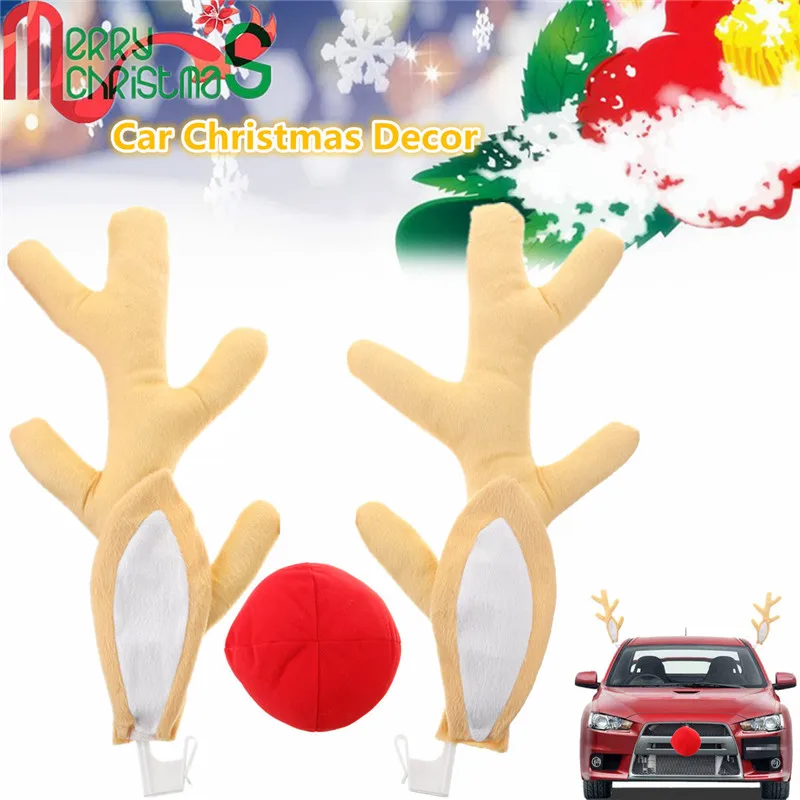 

Lovely Reindeer Ears With Red Nose Car Vehicle Costume Christmas Decor Tools