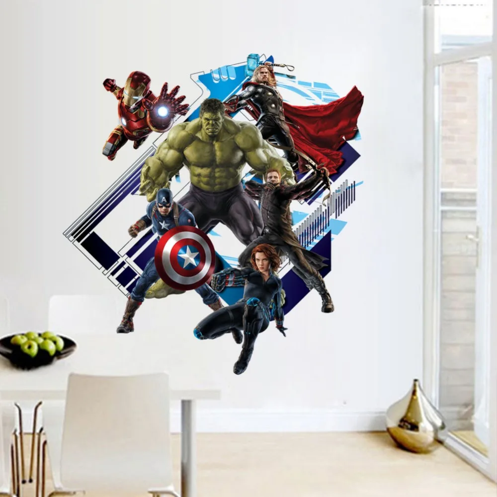 Avengers Super hero Iron man Green Hulk Wall Decal Sticker Boys Decor