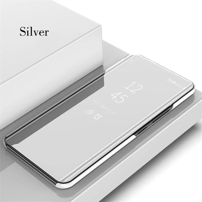 Роскошный чехол с зеркалом для huawei Honor Note 10 9i плюс играть V10 9 Lite Nova 3 3i Y5 Y6 Y7 Prime P20 сенсорный подставка 360 крышка - Цвет: Silver