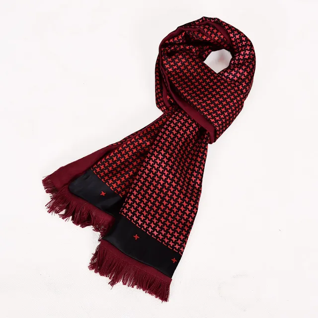 [BYSIFA] Men Silk Scarf Cravat Fashion Double Layers 100 Silk Neck