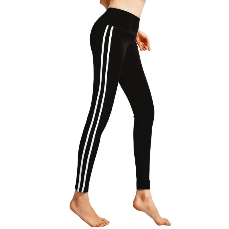 Black And White Striped Workout Leggings