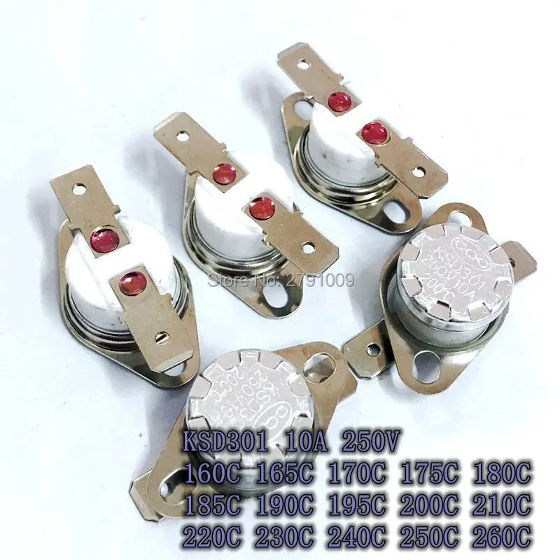 

KSD301 260C Temperature Switch 10A250V Normally Closed Automatic Disconnection 250 Degrees NC Ceramic Switch 210C 220 180 220C