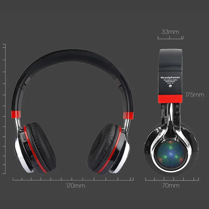 TOPROAD складные наушники с Bluetooth светящиеся со светодиодами Беспроводная
