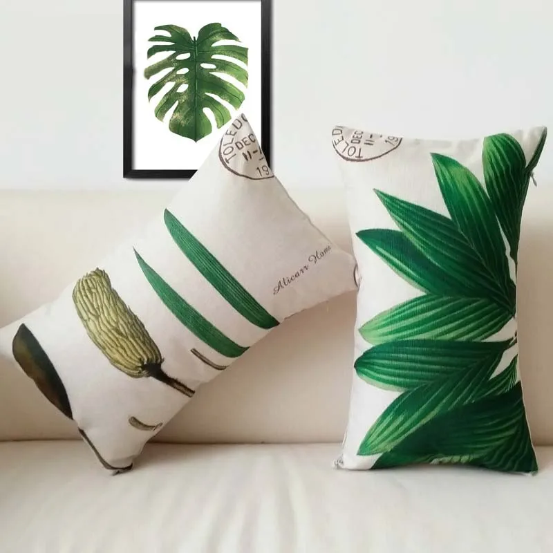 

Pillow Case Home Nordic American Linen Pillowcases Watercolor Plant Grass Pillow Car 30*50 Decorative Cushion Cover Office Sofa