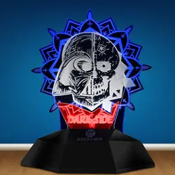 Темная сторона Мандала Дарт Вейдер череп художественный светодиодный свет 3D линия лампа Оптическая иллюзия 3D лампа сенсорный датчик череп
