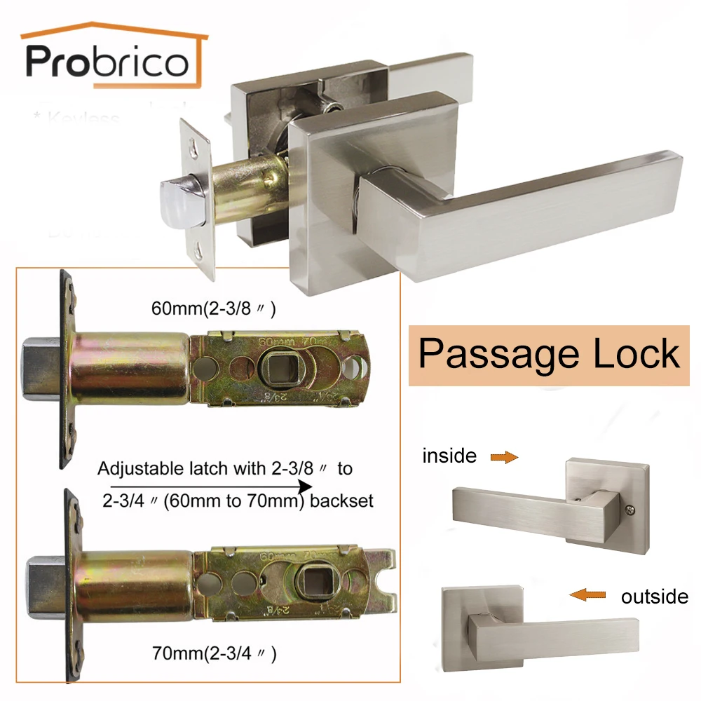 Probrico современные дверные ручки с замком цилиндр Внутренняя дверь спальни замки из нержавеющей стали Передняя/задняя дверная рукоятки рычага фурнитура