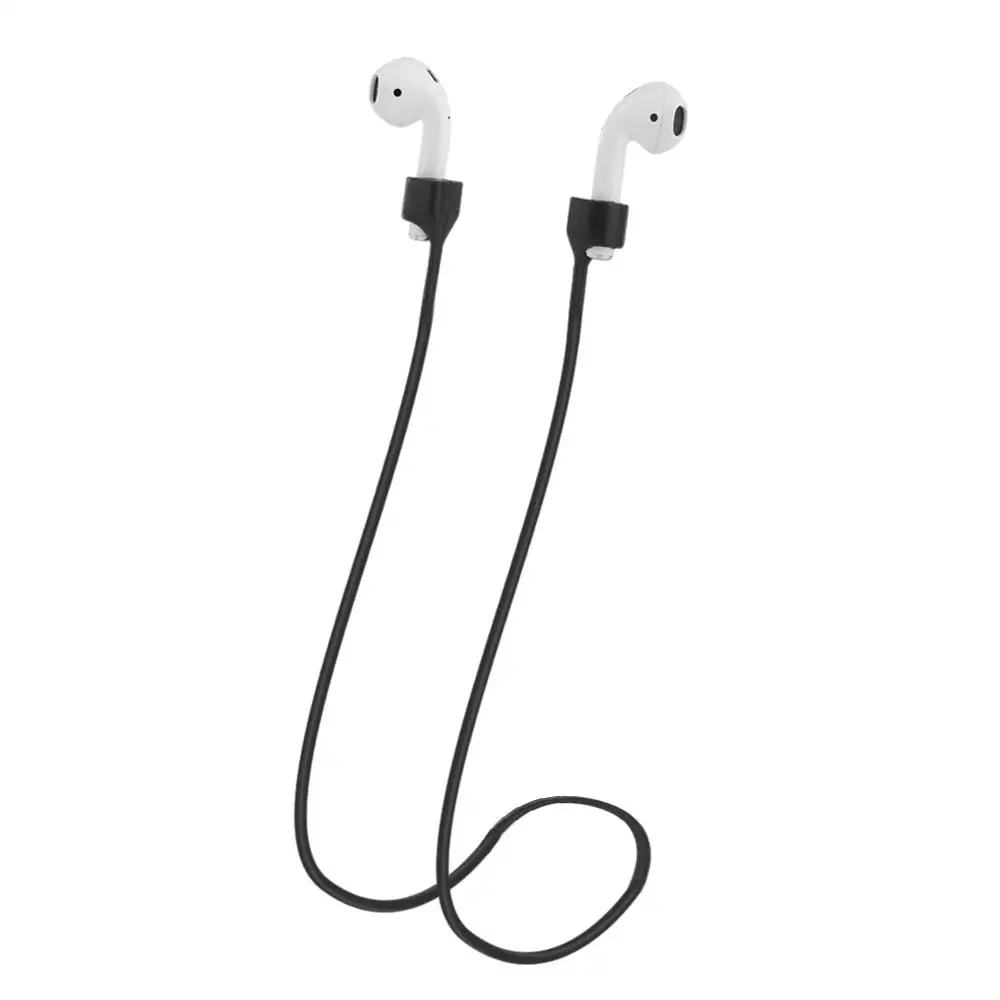 Airpods ремешок магнитный анти-потеря шеи Силиконовый Шнур для Apple беспроводные наушники держатель спортивные магнитные Наушники Earpods аксессуар - Цвет: Черный