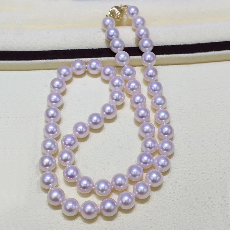 Sinya Akoya Pearls strand necklace with 18K Au750 gold clasp High luster almost no flaw Round shape Akoya pearls fine jewelry