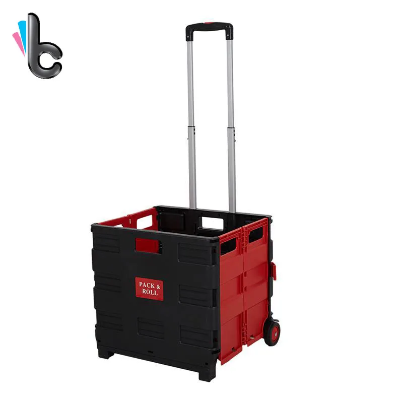 Folding Portable Cart Two Wheeled Collapsible Handcart with Rolling