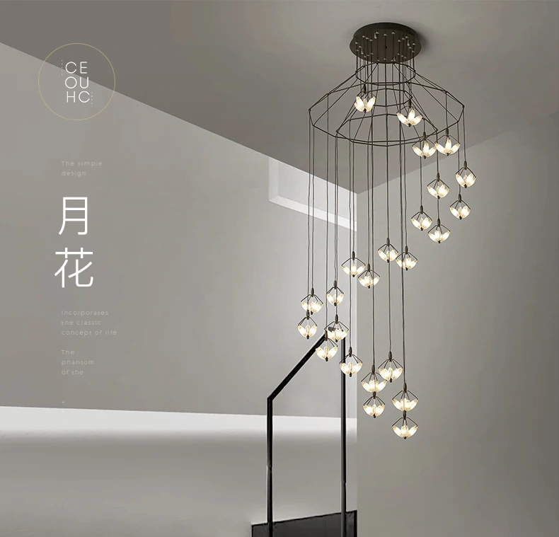 

Nordic art stair light fixtures postmodern minimalist personality creative living room dining room bedroom duplex chandelier