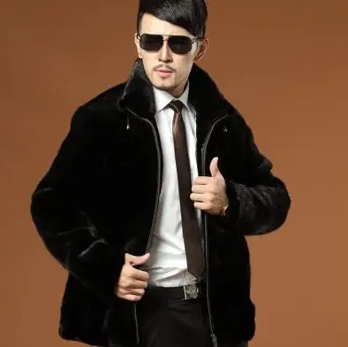 stand collar Персонализированные зимние утепленные мужские норковые кожаные куртки из искусственного меха короткое кожаное пальто мужские тонкие куртки jaqueta de couro fashion - Цвет: stand collar