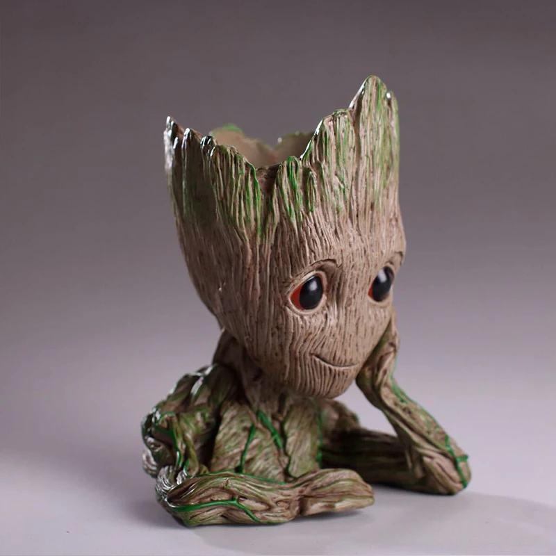 Cute Groot Pen Holder pot PVC Creative Flowerpot Baby Action Figures desk organizer Toy for pencil stationery office accessories (2)