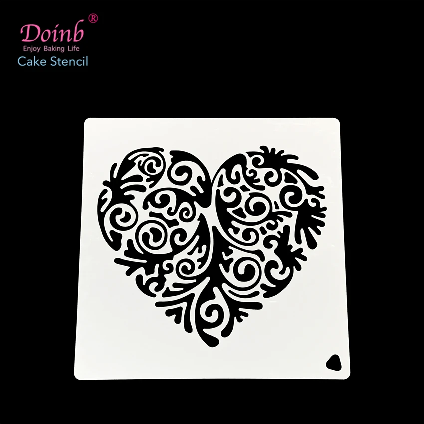Love Heart Totem Plastic Spray Flower Cake Mold Strew Pad Stencil
