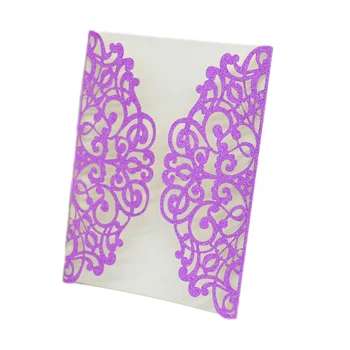 

50pcs/lot elegant laser cut luxury glitter paper wedding invitation card