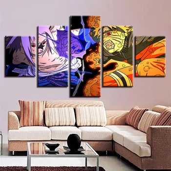 

Canvas Poster Modern Home Decoration 5 Pcs Animation Naruto Print Painting Building Wall Artwork Modular Picture For Living Room