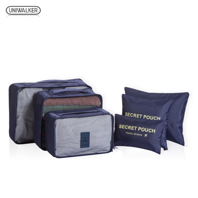 6 Pcs Uniwalker Brand Travel Storage Bag Set For Clothes Tidy Organizer Pouch Suitcase Home Closet Divider container Organiser