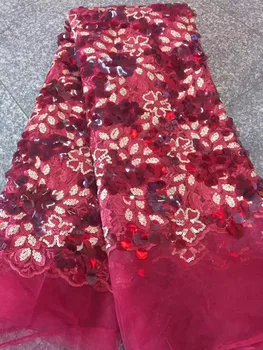 

Latest Free Shipping White Red Gold Sequins Nigerian Lace French Sequin Lace Sequins Lace 3 D Embroidered For Lady Wedding Dress