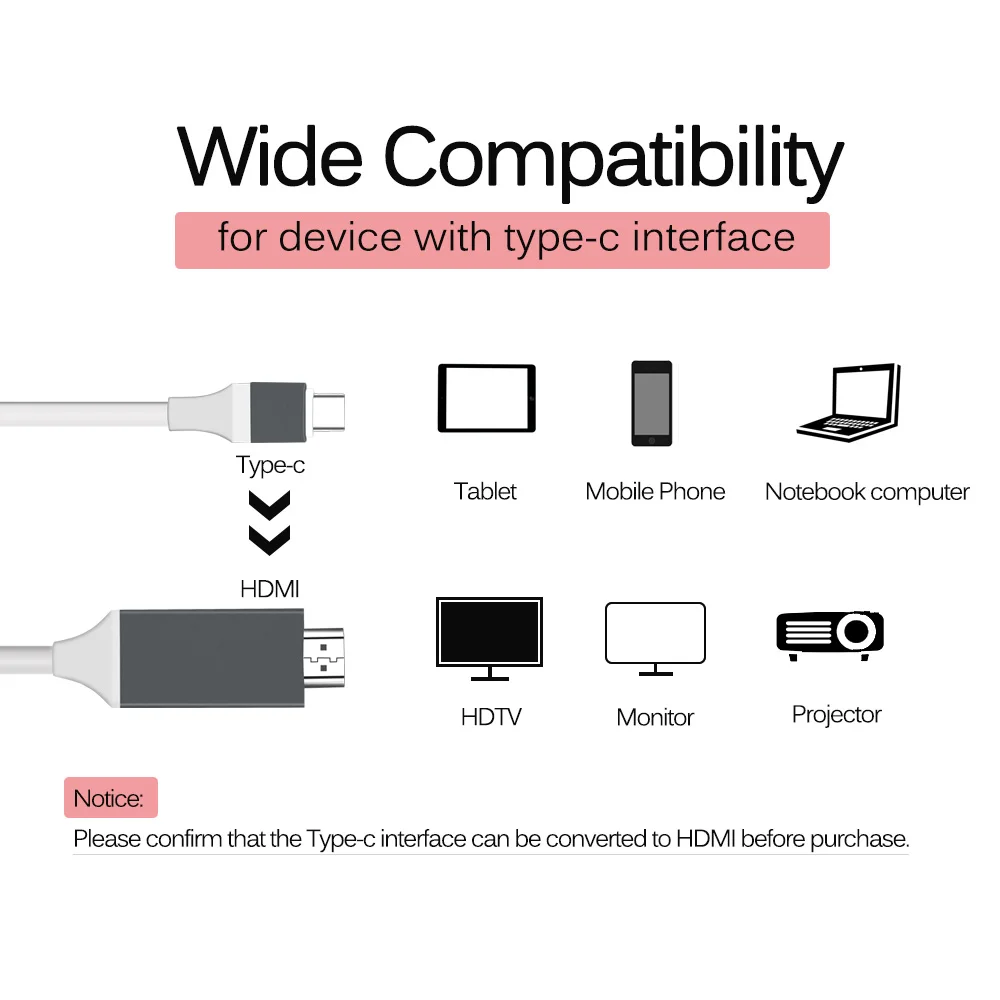 4k type C USB к HDMI Кабель-адаптер 1080P USB к HDMI конвертер для samsung Galaxy S8 HDTV Android сотовый телефон