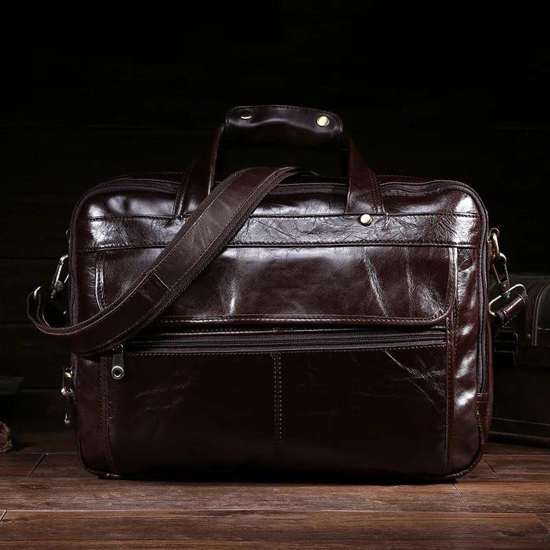 High Class Genuine Leather Men's Briefcase Shoulder Bag Messenger Bag