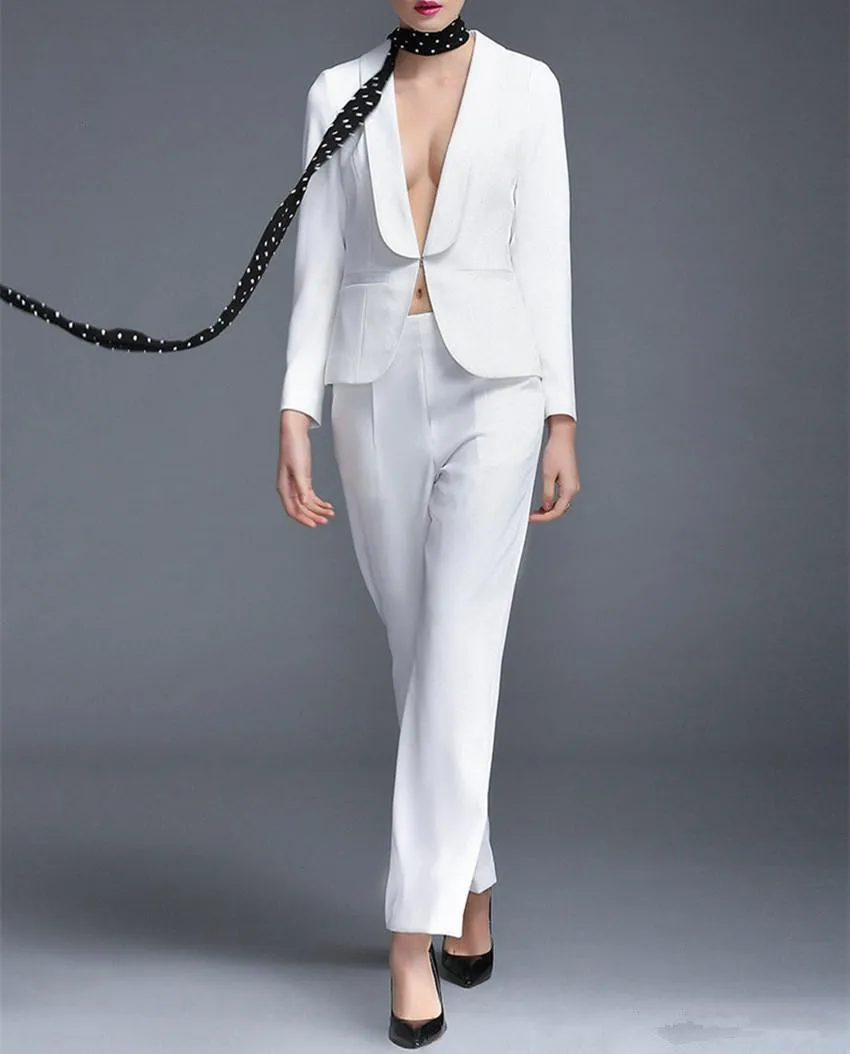 white formal pant suits