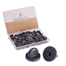 BEADNOVA-коробка из 50 шт. резиновый фиксатор Backers(черный цвет) Резиновые с прищепкой сзади этикетка пины застежка бабочка