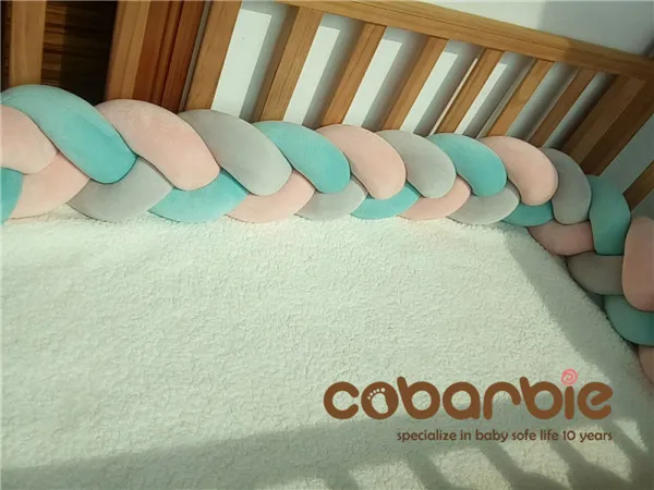 120cm Baby Braided Crib Bumpers Knot Pillow Cushion,Nursery bedding,cot room dector