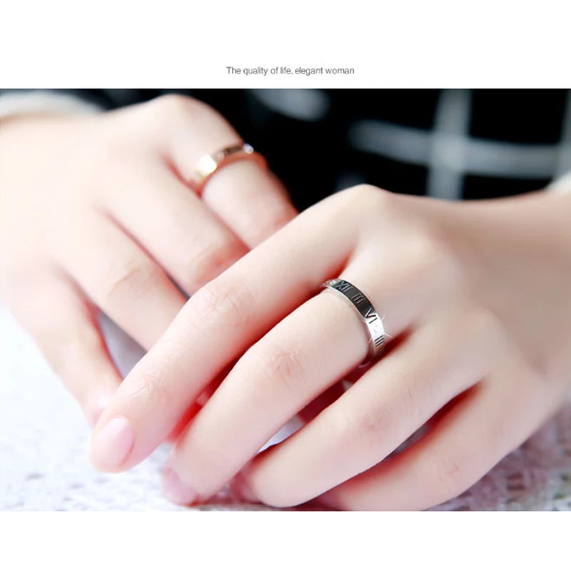 2017 Fashion Delicate Gold Color Roman Numerals Rings for Women and Men Couple Wedding Rings Wholesale Fine Jewelry Lover Rings