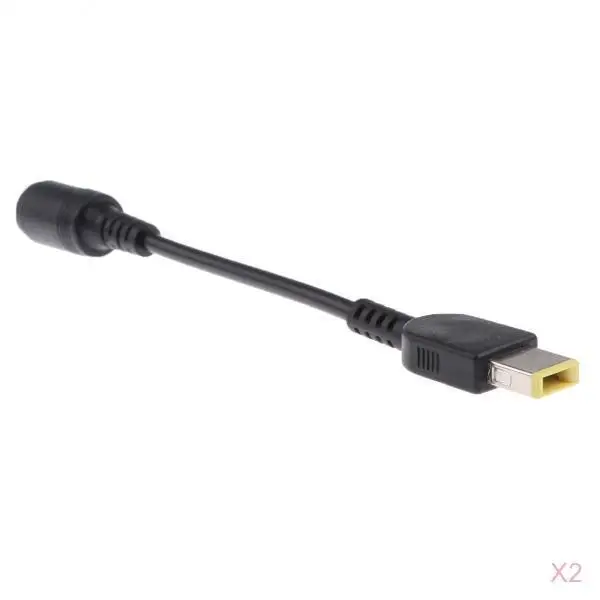 2Pcs 7.9x5.5mm Round Jack to Square End Power Cable Cord for Lenovo Thinkpad
