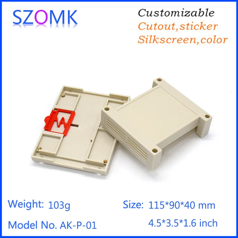 

one piece Black color plastic box for electronic project din rail enclosure ak-p-01 din rail connectors 115*90*40mm