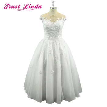 

Elegant Lace Ball Gown Sheer V Neck Appliques Vestido De Noiva Wedding Party Dress