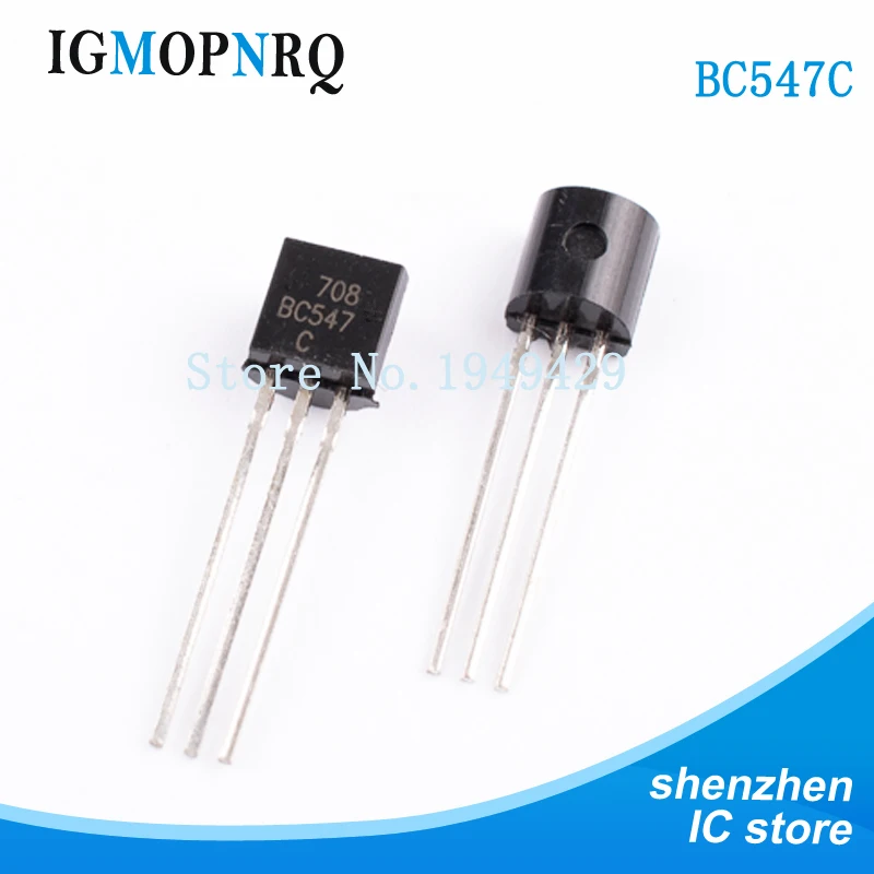 

100PCS BC547C TO-92 BC547 547C Bipolar junction transistor (BJT) NPN 45V 100mA HFE/800 New original