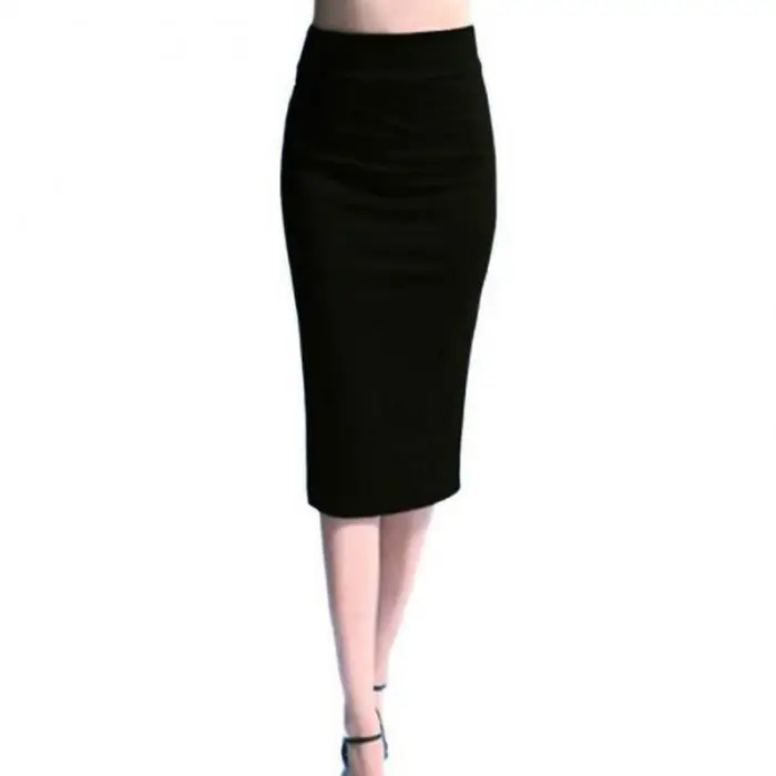 Мода, женские сексуальные Облегающие юбки-карандаш, офисные женские однотонные облегающие повседневные юбки до колена с высокой талией