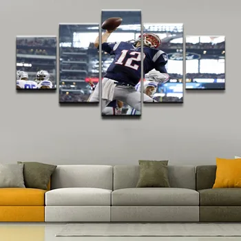 

Wall Art HD Prints Modular Pictures Framework Nordic Decor 5 Panel Sport Rugby Player Abstract Canvas Painting Home Decor Poster