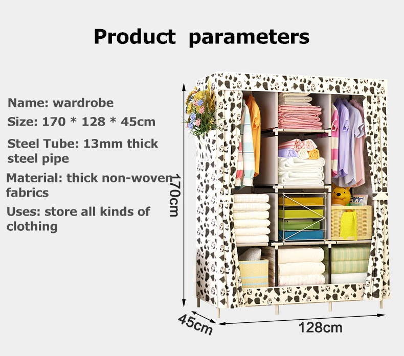 Простой современный складной шкаф из нетканого полотна, съемный шкаф для одежды, 13 мм стальная труба